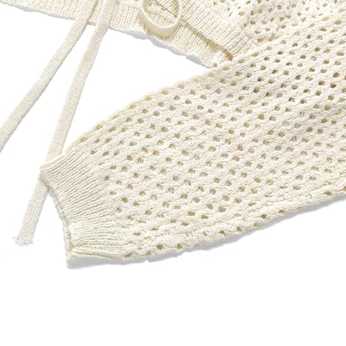 Image of Women's Tie Front Cardigan Shrugs for Dresses Summer Lightweight Crop Top Knit Crochet Sweater Beach Cover Up