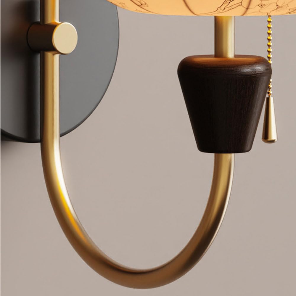 Modern Farmhouse Wall Sconce Light Switch Retro Style Bedroom Wall Mount Lamp Mid Century Bedroom Wall Lighting Fixture for Living Room Japanese Beige Vintage Wall Light for Porch Hallways