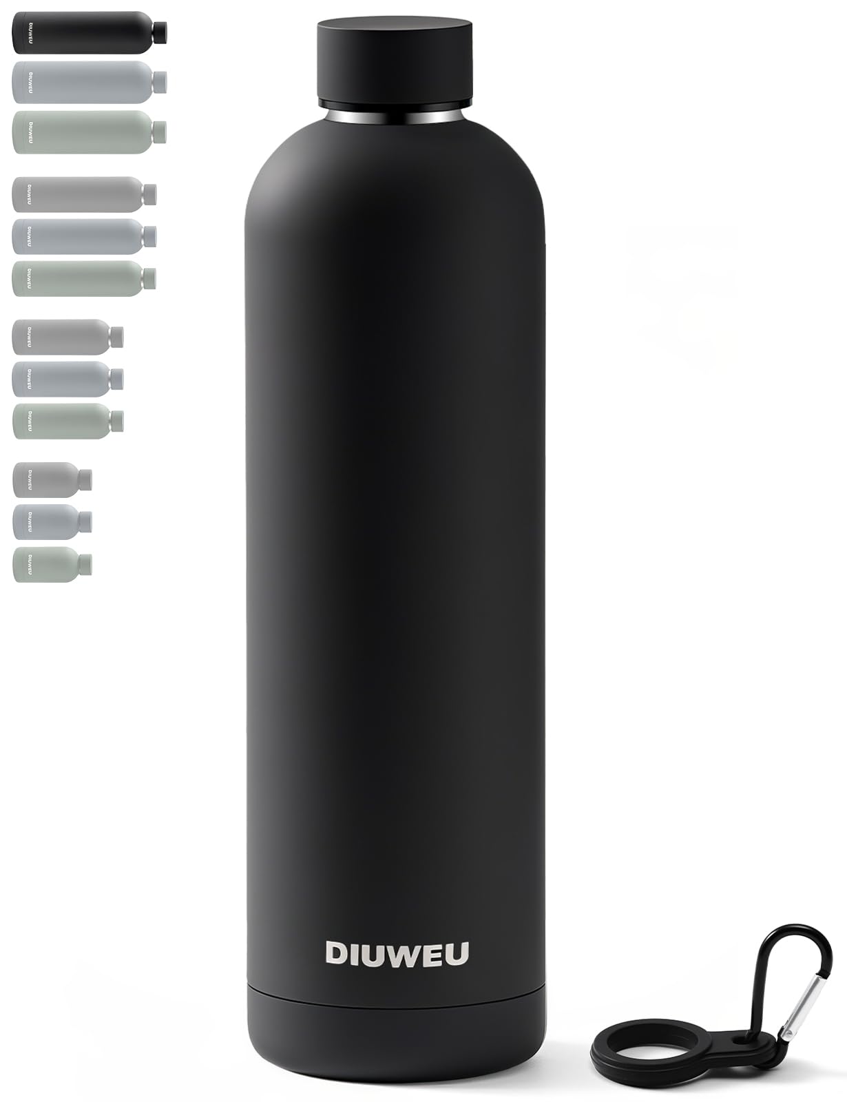 Stainless Steel Water Bottle Double Wall, Insulated Metal Water Bottle with Clip, 350ml/500ml/750ml/1L, BPA Free, 24hrs Cold & 12hrs Hot, Suitable for Sports, Camping, Hiking, Cycling, Gym, Travel