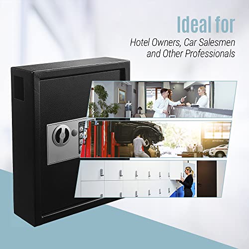 Adiroffice Secured 40-Key Cabinet With Digital Lock - Wall Mount Slim Key Storage Box - Space Saving Steel Box With Programmable Electronic Lock Use In Car Repair Shops Hotels Valet Services And More #TOP4