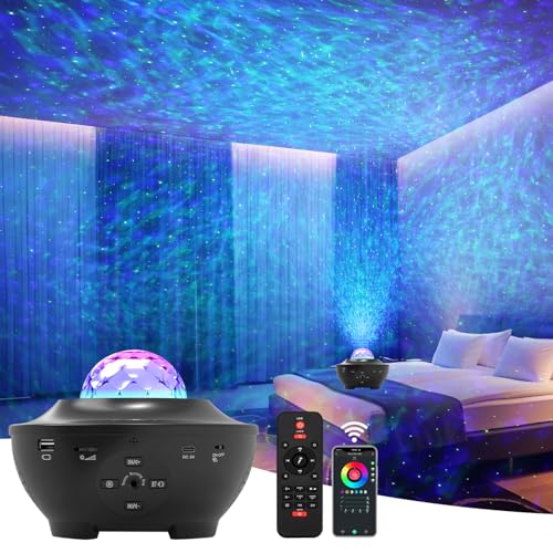 Star Projector Galaxy Light Projector, Ocean Wave Projector for Bedroom with White Noise, Bluetooth Speaker, Timer & Remote Control, Smart WiFi Night Light Projector for Kids Teens