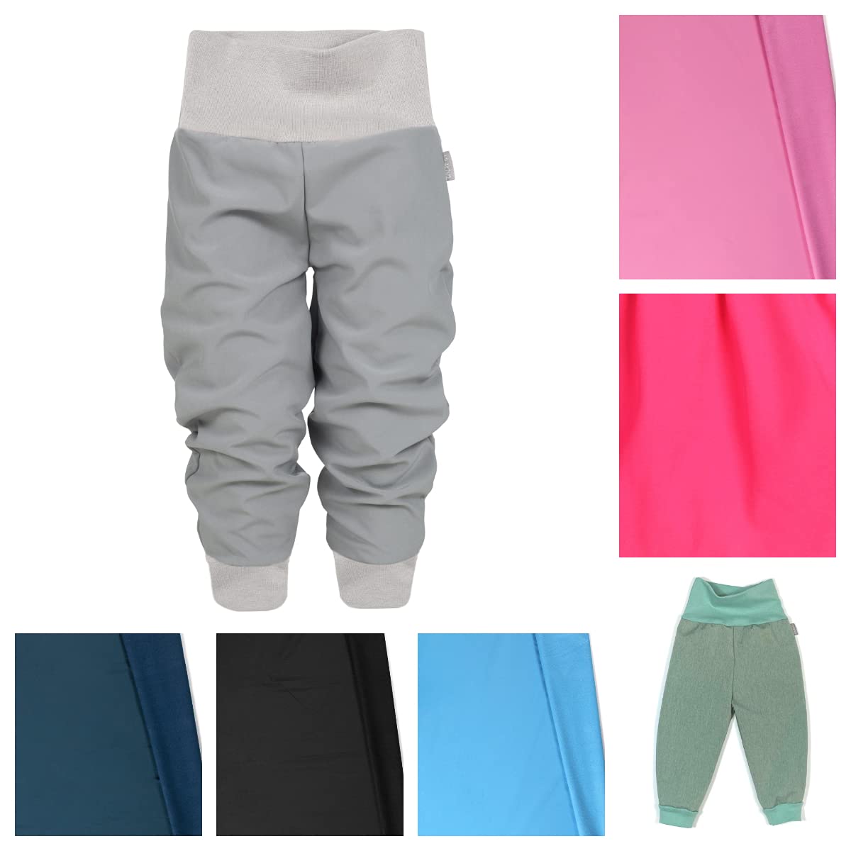 Lilakind“ Baby Kinder Pumphose Softshell Einfarbig Navy Aqua Petrol Mint Grau Rosa Fuchsia Schwarz Gr. 74/80-140/146 - Made in Germany
