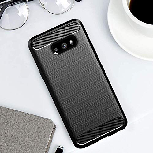 Image of NPRC Hybrid Ultra Slim Protective Case TPU Non-Slip Carbon Fiber Texture Shockproof Case Cover for Lg G8X - Black