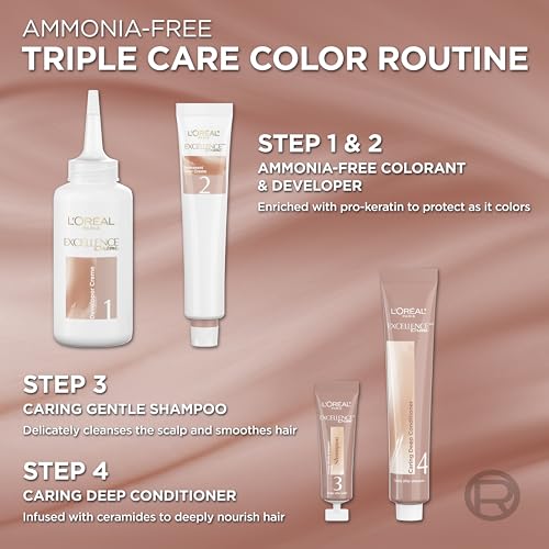 Image of L'Oreal Paris Excellence Universal Nudes Permanent Hair Color, Ammonia Free Hair Dye for Gray Hair Coverage, 7N Natural Dark Blonde, 1 Kit (Pack of 2)