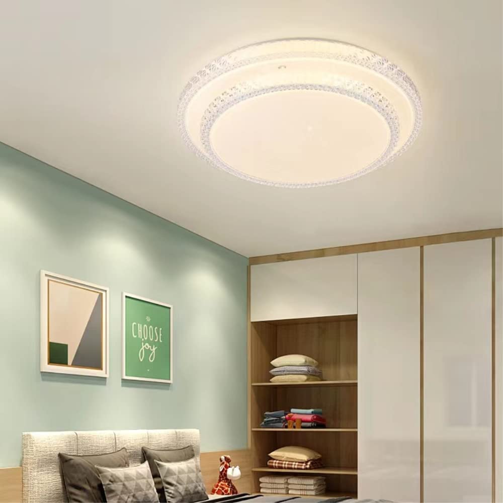 LED ceiling light round bedroom light fashion simple modern light luxury imitation crystal living room light dining room light (450mm/48w)