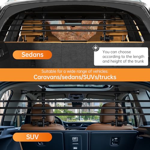 Topteng Adjustable Metal Pet Barrier for SUV, Car & Trucks Dog Car Guard gate Travel Barrier Big Dogs, Heavy-Duty Secure, Easy to Install & Store Universal Vehicles