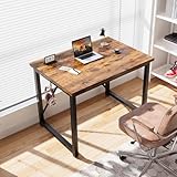 Devoko Computer Desk 80 x 50 x 75 cm, Home Office, Study Writing Desks Small Desks for Small Spaces, Laptop Table for Home Workstations, Industrial Design Black Desk Metal Frame, Rustic Brown - Image 3