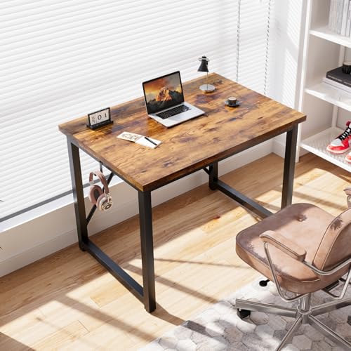 Devoko Computer Desk 80 x 50 x 75 cm, Home Office desk, Study Writing Desk Small Desks for Small Spaces, Laptop Table for Home Workstations, Industrial Design Black Desk Metal Frame, Rustic Brown 3 Devoko Computer Desk 80 x 50 x 75 cm, Home Office desk, Study Writing Desk Small Desks for Small Spaces, Laptop Table for Home Workstations, Industrial Design Black Desk Metal Frame, Rustic Brown - Image 3