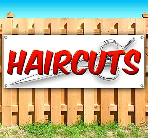 Haircuts Banner 13 Oz | Non-Fabric | Heavy-Duty Vinyl Single-Sided With Metal Grommets #TOP1