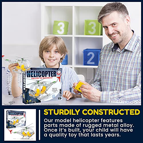 3 Bees & Me Metal Helicopter Erector Set For Boys And Girls Age 8 Years Old To Adult | Fun Stem Toy Building Kit | Educational Birthday Gift For Junior Engineers | Kids Building Projects #TOP4