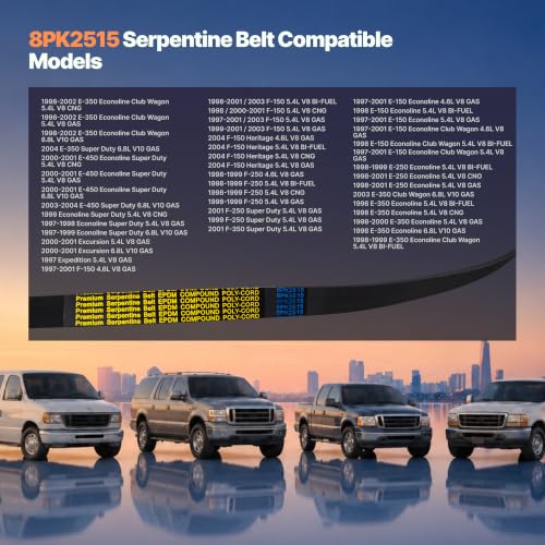 Image of 8PK2515 Serpentine Belt with 97-01 Ford E-150 Econoline 4.6L