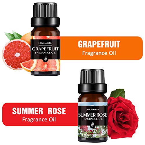 Lagunamoon Fragrance Oils Gift Set, Sea Breeze, Pineapple, Forest, Grapefruit, Summer Rose Fragrance Oil, Coconut Fragrance Oil for Candle Making, Soap, Bath Bombs DIY, Diffuser, 10ML/Bottle - Thumbnail 5