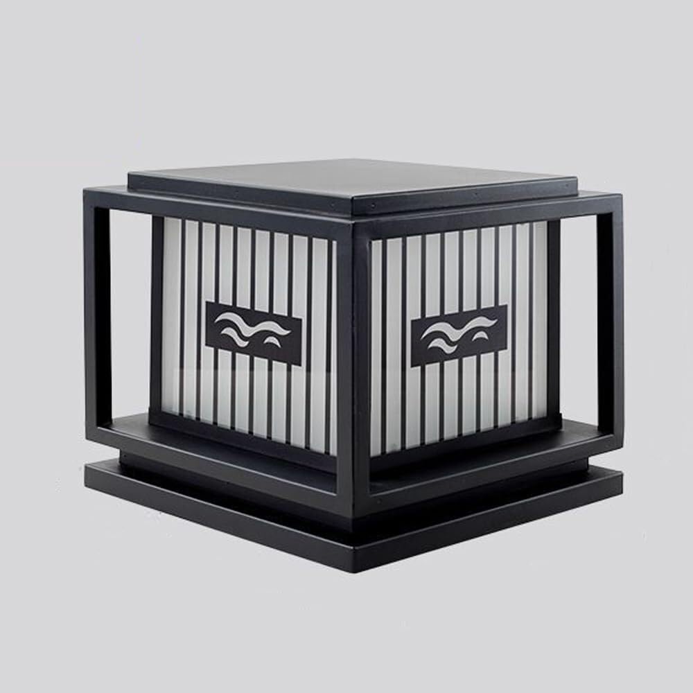 QUSYZD Outdoor Post Lights Square Black Finish Post Lamp Fixture Waterproof E27 Pillar Post Light Modern Fence Deck Column Cap Lamp Lantern Landscape Lighting,Black-40cm