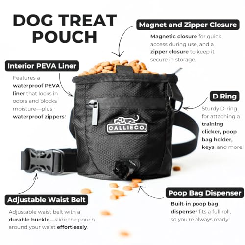 Callieco Bolsa de petisco para cães com fecho magnético e zíper | Bolsa pequena para treinamento de