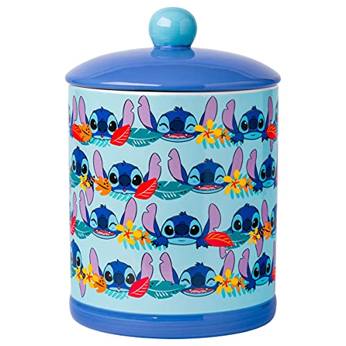 Image of Silver Buffalo Lilo and Stitch Aloha Stitch Pattern Large Canister Ceramic Cookie Jar