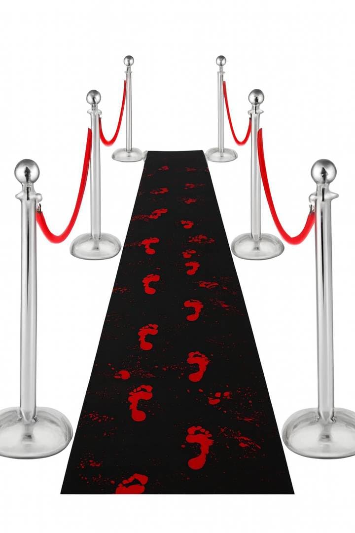 I LOVE FANCY DRESS Halloween Bloody Carpet Runner - Pack of 1-15ft/4.5m Long Black Carpet with Bloody Footprint Design - Spooky Scary Haunted House Trick or Treat Halloween Decoration
