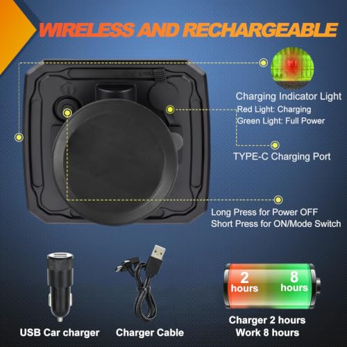 Image of Nilight Magnetic Strobe Lights 2PCS Green 12 LED Rechargeable Warning | 18 Flash Patterns Waterproof Wireless Emergency Hazard Beacon for Trucks Trailers Snow Plows Buses Cars
