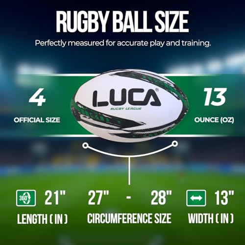 Image of LUCA Rugby Ball Sizes 3, 4 & 5 Hand Stitched Super Grip 3-Ply Construction