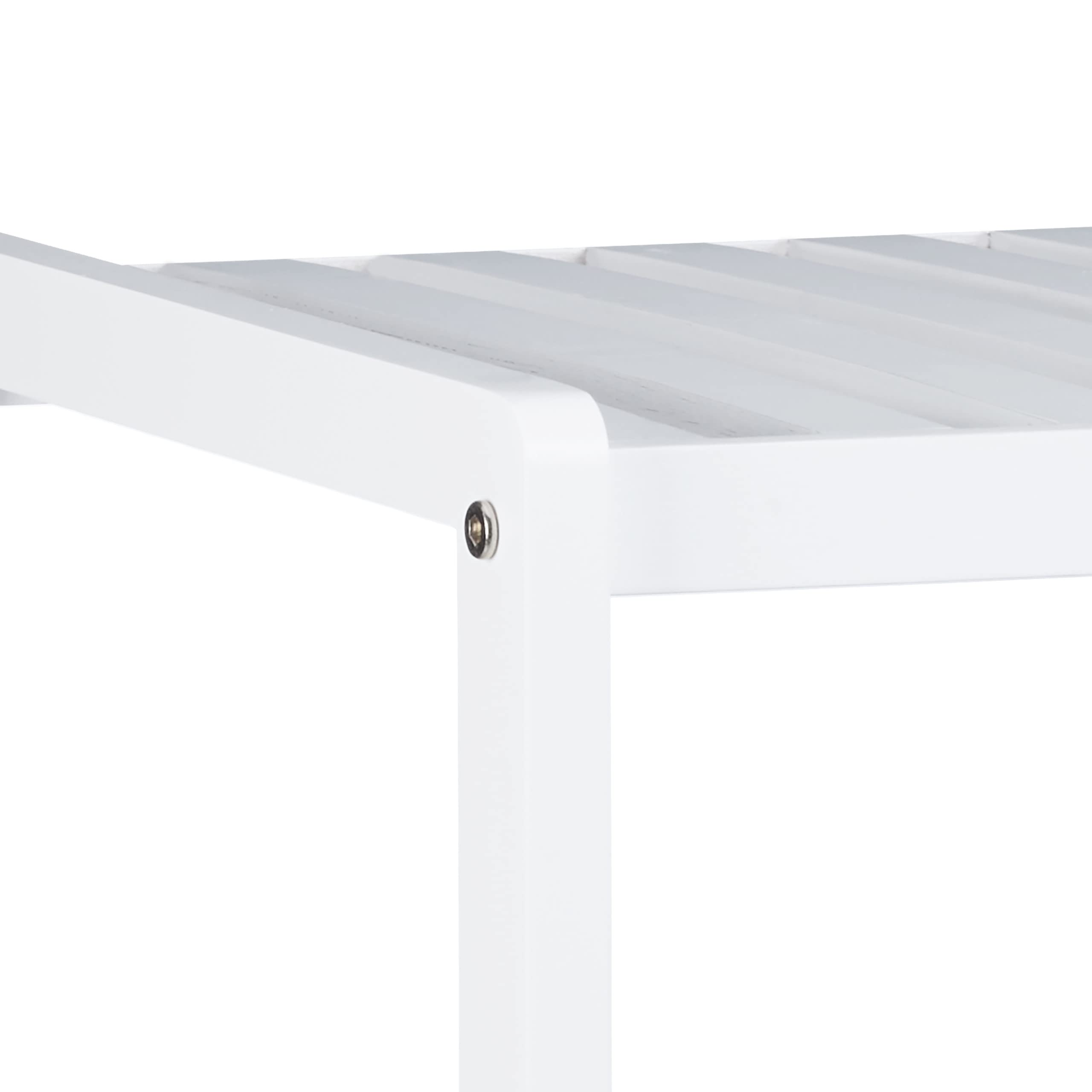 Relaxdays Estantería de bambú para baño, 3 estantes, Madera, de pie, bambú, para Cocina, 80 x 34,5 x 33 cm, Blanco