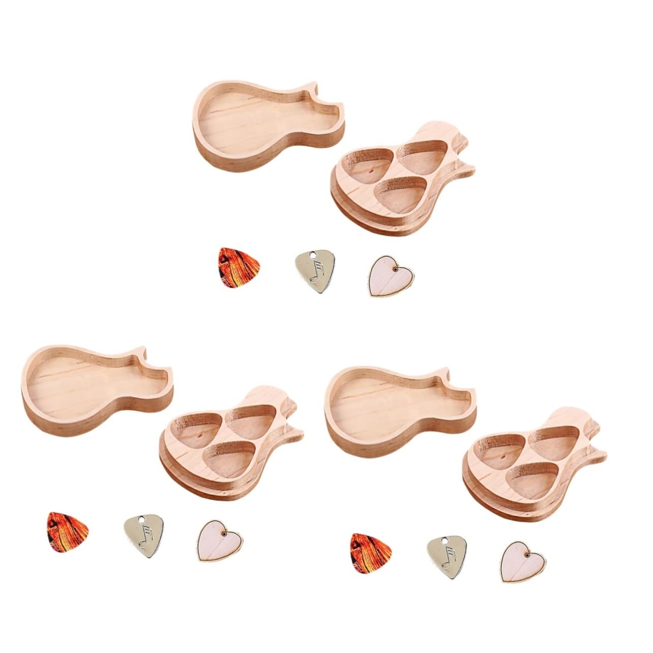 Abaodam 3sätze Handgefertigte Plectrum-Box Aus Ahornholz Mit Gitarren-Picks Praktisches Gitarrenzubehör Für Musikliebhaber Und Gitarristen Stilvolle Und Natürliche Aufbewahrungslösung