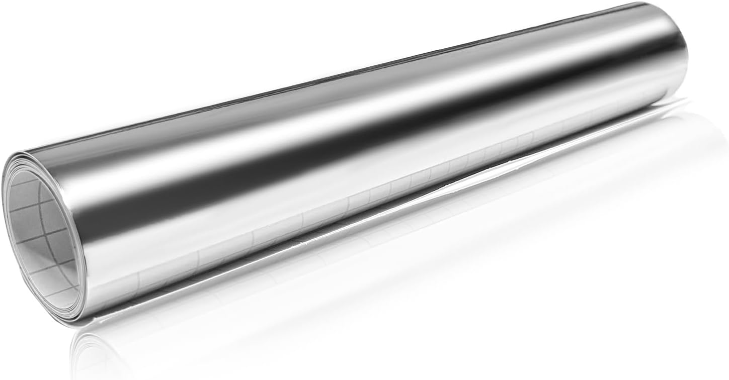 Car Vinyl Wrap Sticker, Chrome Mirror Self-Adhesive Decal Film Sheet, Glossy Metallic Vinyl Roll Air Release Bubble Free Wallpaper, Automotive Vinyl Wrap DIY Decal size unknown