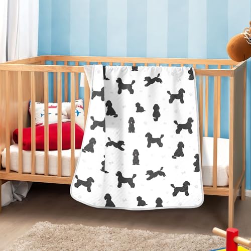 Image of Medium Poodle Black Baby Swaddle Blanket for Boys and Girls, Muslin Baby Receiving Swaddle Blanket, Soft Cotton Nursery Swaddling Blankets for Newborn Toddler Infant