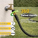 TheFitLife Garden Hose 50 ft - Heavy Duty 50ft Non-Expandable Outdoor Water Hose, Kink Free, Lightweight, Flexible Yet Durable, Ideal for Most Homes, Yards, 1/2 id x 50 feet | 50ft Non-Expandable Water Hose Pipe with Nozzle, Easy to Control Yet Durab