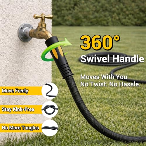 TheFitLife Garden Hose 25 ft - Heavy Duty 25ft Non-Expandable Water Hose, No Kink, Lightweight, Easy Control, Ideal for Patios, Small Yards, Daily Watering, 1/2 id x 25 feet — view 2