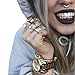 fantastic me 24K Gold Plated Hip Hop Punk Custom Fit Teeth Grillz Caps Top & Bottom Grill Set Removable