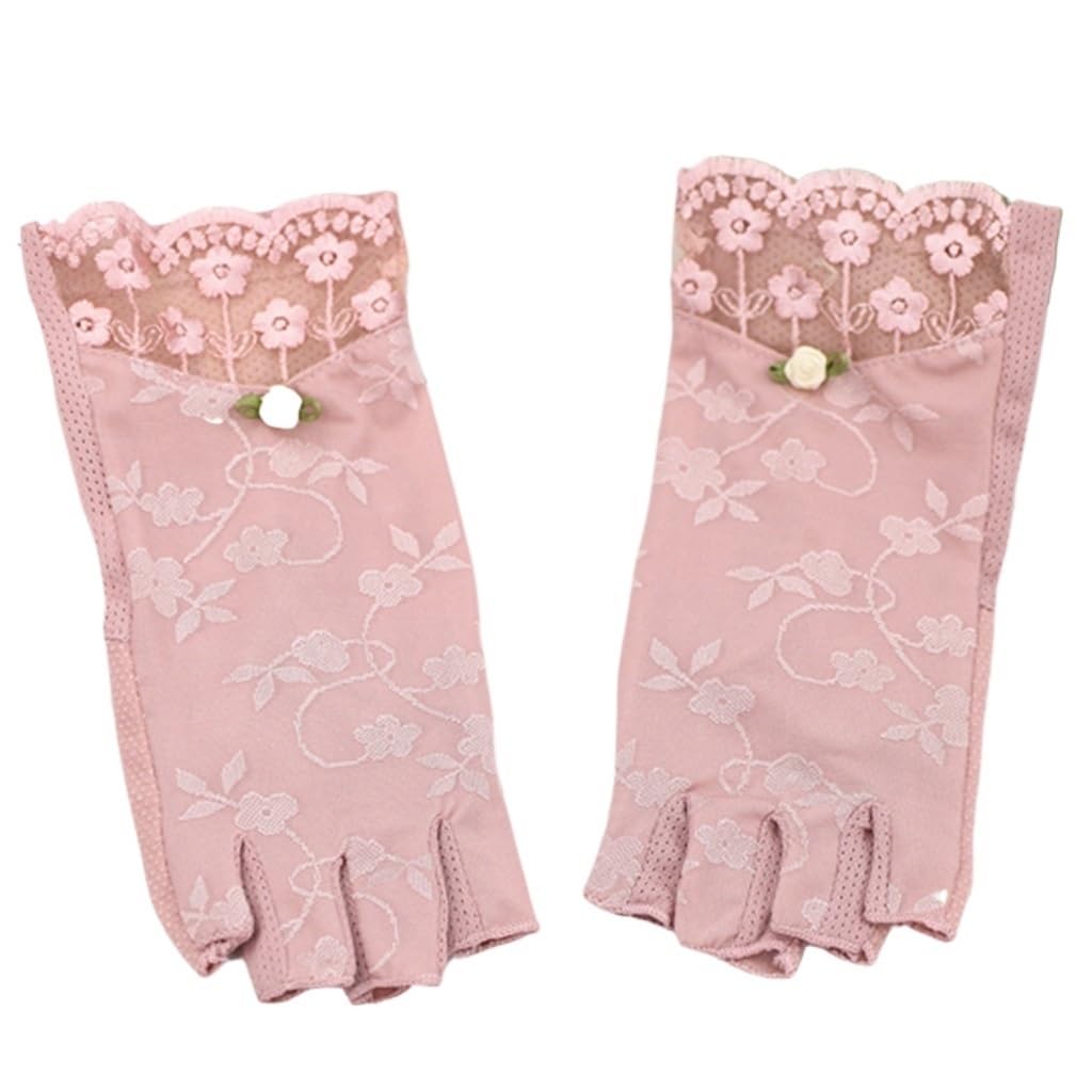 Driving Breathable Elastic Fingerless Thin Women's Half-finger Gloves Lace Ice Silk