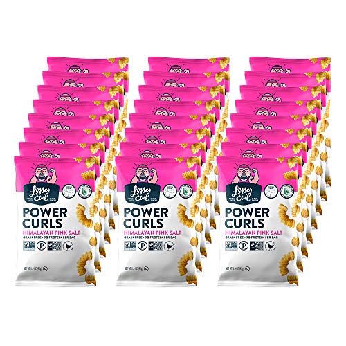 LesserEvil Grain Free Power Curls, Himalayan Pink Salt, 1.5 Ounce, 24 Count