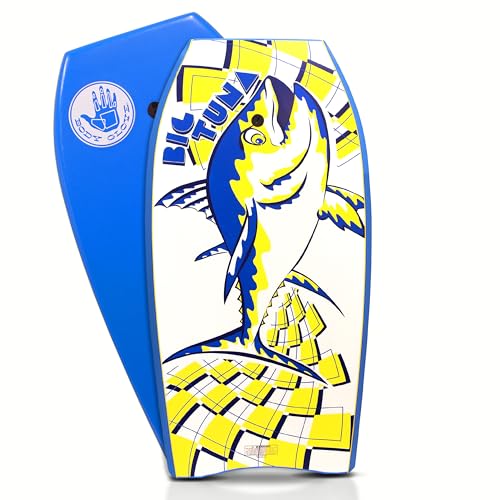 Body Glove Big Tuna 45 inch Large Bodyboard for Tall Riders with Coiled Leash & Wrist Strap - Durable, Light Weight EPS Core with Smooth Top & Slick HDPE Bottom (Big Tuna 45