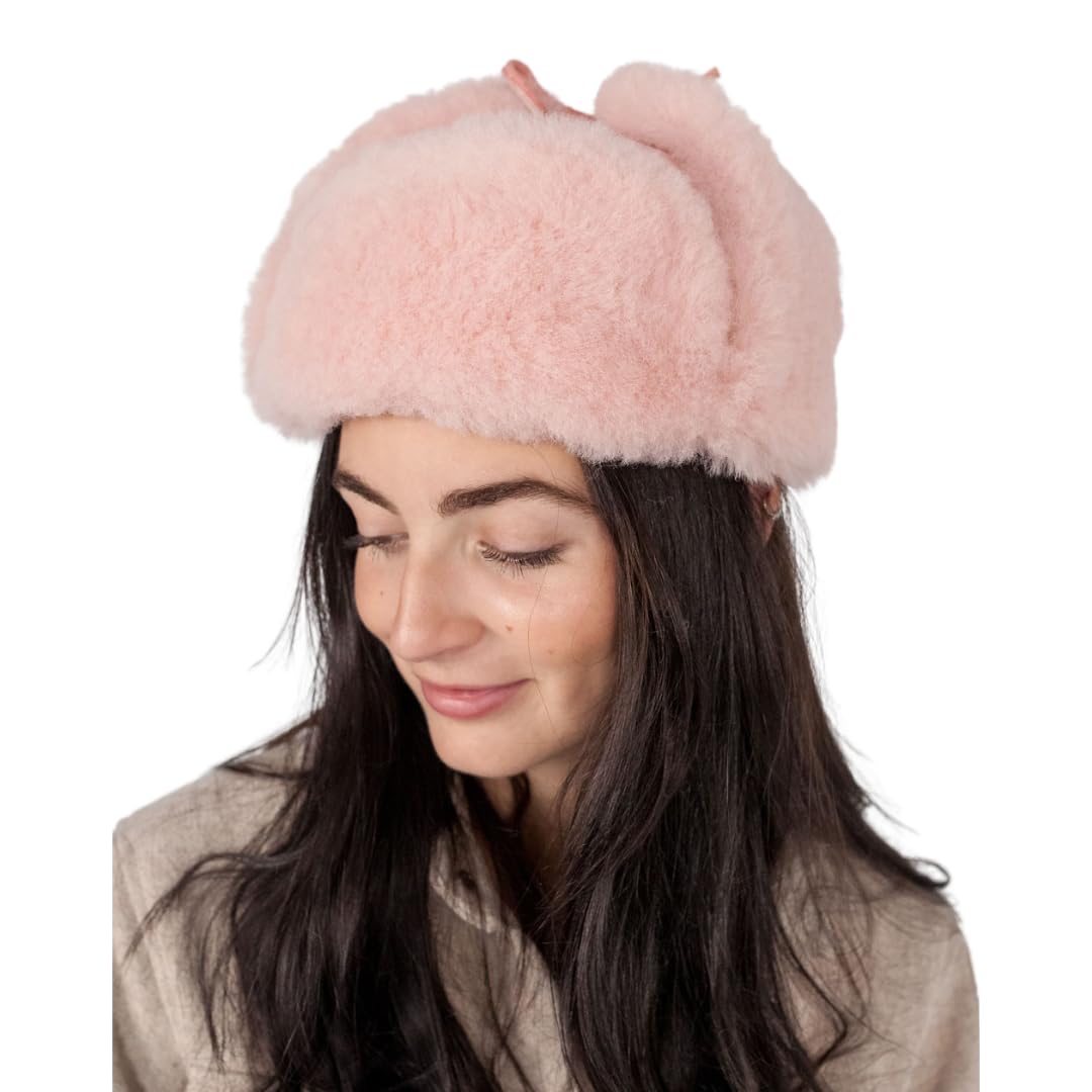 frr Shearling Ushanka Hat (US, Alpha, Medium, Pink)