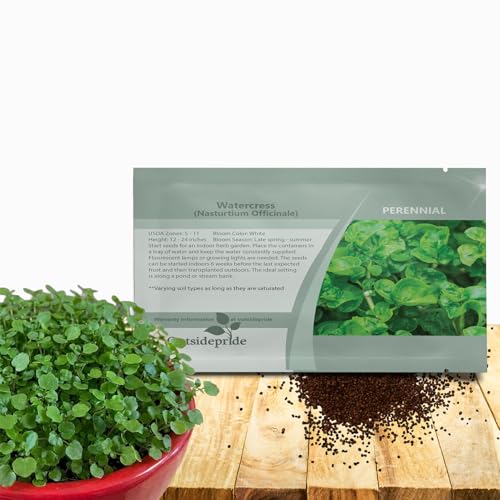 Outsidepride Watercress Seeds - 5000 Pcs. Perennial, Fast-Growing & Low Maintenance, Herb Seeds for Planting Edible & Succulent Foliage with White Blooms for Versatile Uses & Pollinator Gardens