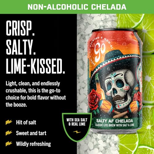 Image of Go Brewing Salty Lime AF Chelada, NA Beer, 12 Pack (12 oz) | Small-Batch Craft Brew, Low-Calorie, Classic Ingredients, Bold Smooth Finish, Any Occasion