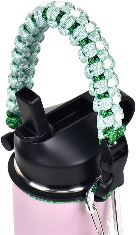 Zerism Wide Mouth Straw Lid and Silicone Boot for 12-40 oz Sports Water Bottles, Add 1 Paracord Handle, 2 Straws, 2 Brushes, 2 Replacement Gaskets, Full Value 9-Products Pack