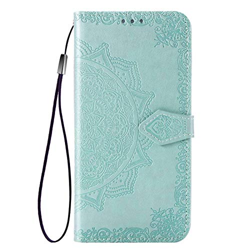 GOKEN Funda para Samsung Galaxy M13 4G, Leather Folio Carcasa con Billetera con Magnético, Relieve Dibujo, TPU PU Cuero FILP Case Cover con Soporte/Tapa Tarjetas, Verde