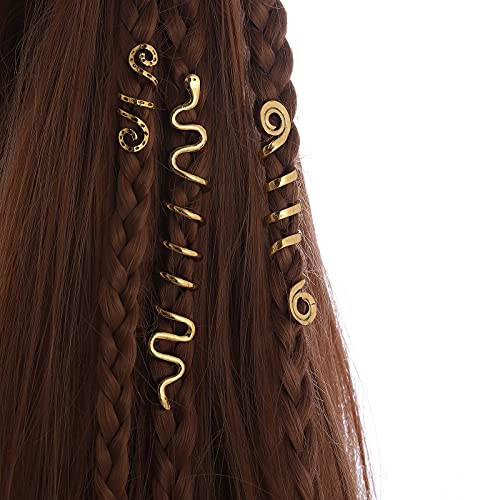 Frdtluthw 18Pcs Hair Accessories Loc Hair Jewelry For Women Braids, Dreadlock Beads Metal Hair Clips Decoration Gold(Multiple Styles)-Style4 thumb #4