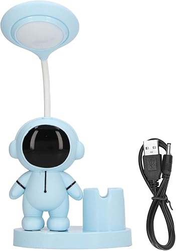 Miniatura 2 de RiToEasysports Lámpara de escritorio para niños, con forma de astronauta de dibujos animados, lámpara de escritorio recargable con sacapuntas para