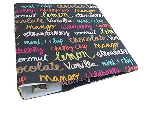 ICE CREAM FLAVORS Stretch Binder Cover, 3 Ring Binder Cover, Decorative Binder Cover, Fabric Binder Cover, Recipe Binder 3 Ring, 8.5x11 Planner Binder Accessories