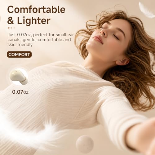 Image of Discreet Invisible Mini Earbuds Wireless Bluetooth Micro Hidden Sleep Tiny Small Earbuds for Sleeping Ear Buds for Small Ears Spy Earpiece Hidden Mini Invisible Headphones for Work Orange