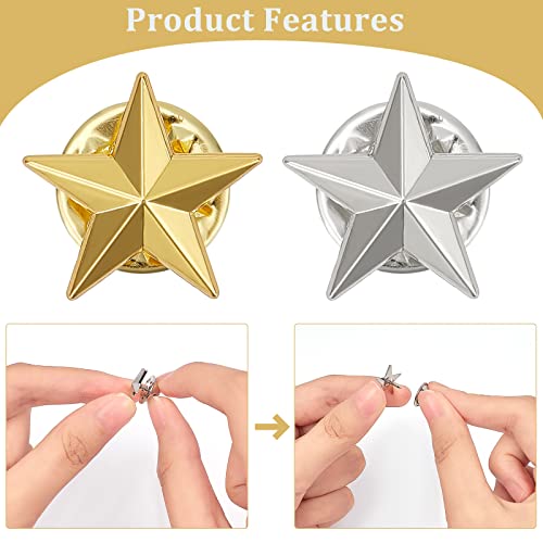 Image of SUPERFINDINGS Alloy Star Badge Lapel Pin Brooches Military Award Pins July Memorial Day Stars for Backpack Clothes