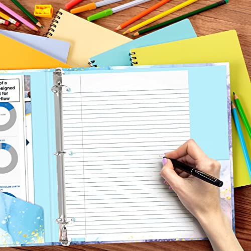 3 Ring Binder 2 Pack, Decorative Cute Three Ring Binder With 1 Inch Round Ring For Letter Size Paper, Hardcover Binder Organizer For School, Office And Home (Blue Marble) #TOP5