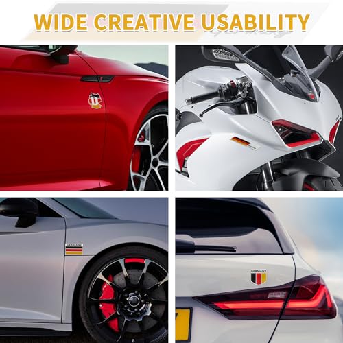 Image of TOMALL 5pcs 3D Metal Germany Flag Emblem Badge Decals for Cars, Laptops & More - Zinc Alloy, Glossy & Textured Finish - Red, Black, Yellow - Waterproof & Scratch Resistant