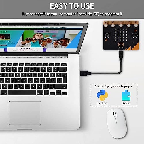 Image of IDUINO Basic Starter Kit for BBC Microbit V2.2, Graphical Programming STEM Kit Built-in Speaker and Microphone LED Display Coding for Kids Teens + Microbit GPIO Expansion Board & USB Cable