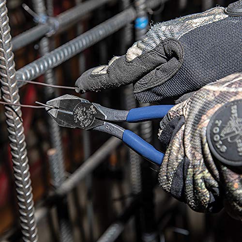 Klein Tools D201-7CSTLFT Ironworker Side Cutting Pliers to Twist and Cut Rebar Tie Wire, Left Handed and Spring Loaded, 9-Inch