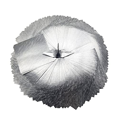 100 Origami Paper Sheets Paper Pack Silver Origami Paper Cranes 6X6 Inches For Folding Paper , Origami Cranes , Origami Decoration,Diy (Silver-Cloud-6X6) #TOP14