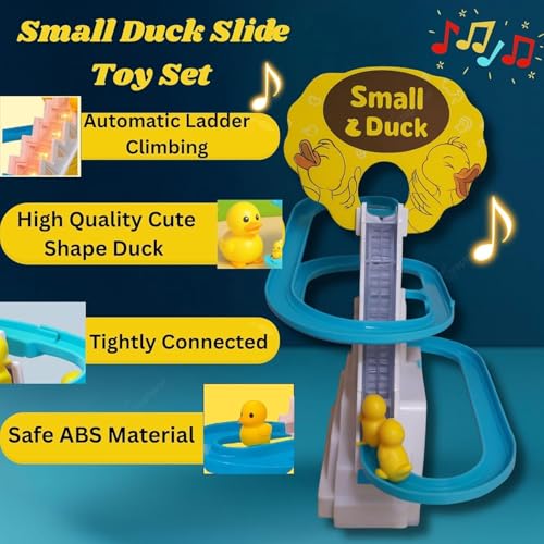 Image of Duck Track Toys for Kids - Stair-Climbing Escalator with Lights & Music, Includes 3 Small Ducks - Interactive Duck Track Slide Toy - Perfect Toddler Gift