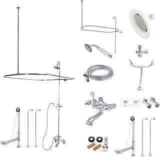 Kingston Brass CCK1141PX Vintage Double Handle Wall Mount Claw Foot Tub Package, 7-7/16-Inch, Polished Chrome