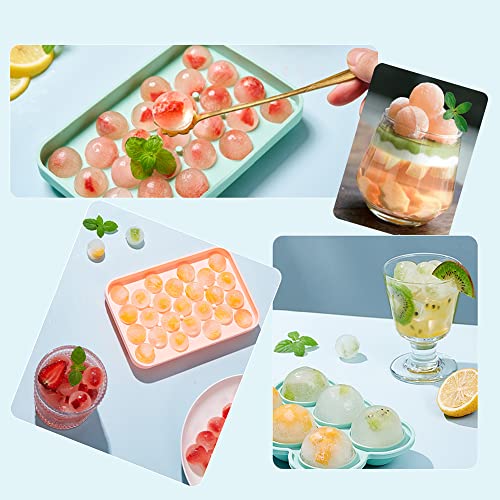 Silicone Ice Cube Trays For Freezer With Lid Round Ice Cube Mold 25Pcs Mini Sphere Balls Ice Cube Molds For Cocktails (Green) #TOP3